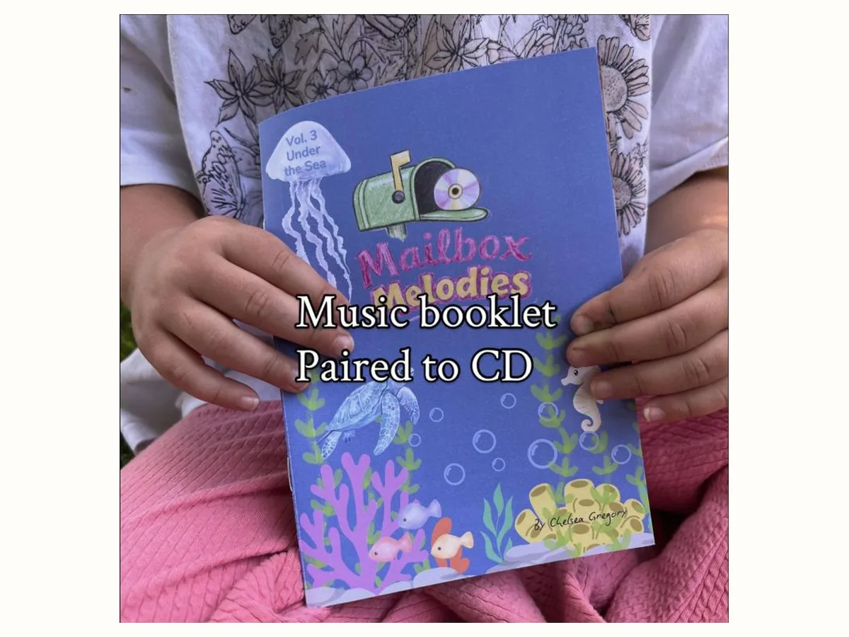 The illustrated Mailbox Melodies song booklet for Volume 3, Under the Sea, paired to that month's CD